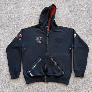 10.Deep Last of a dying Bree Hoodie Mens Large Black Double Zip Embroidered